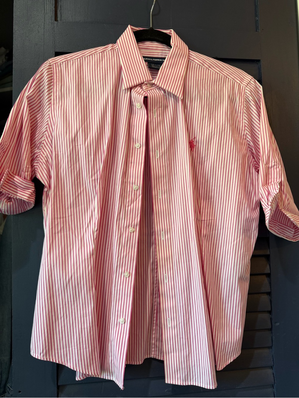 Ralph Lauren Pink and White Narrow Stripe Dress Shirt